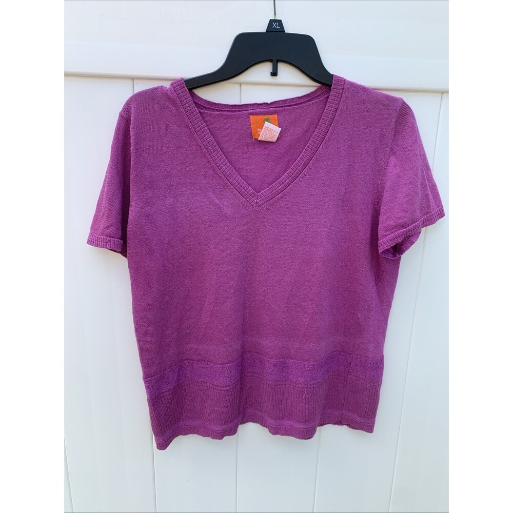 Hearts Of Palm Sweater Purple Knit Ramie Acrylic Nylon Blend Sz Large